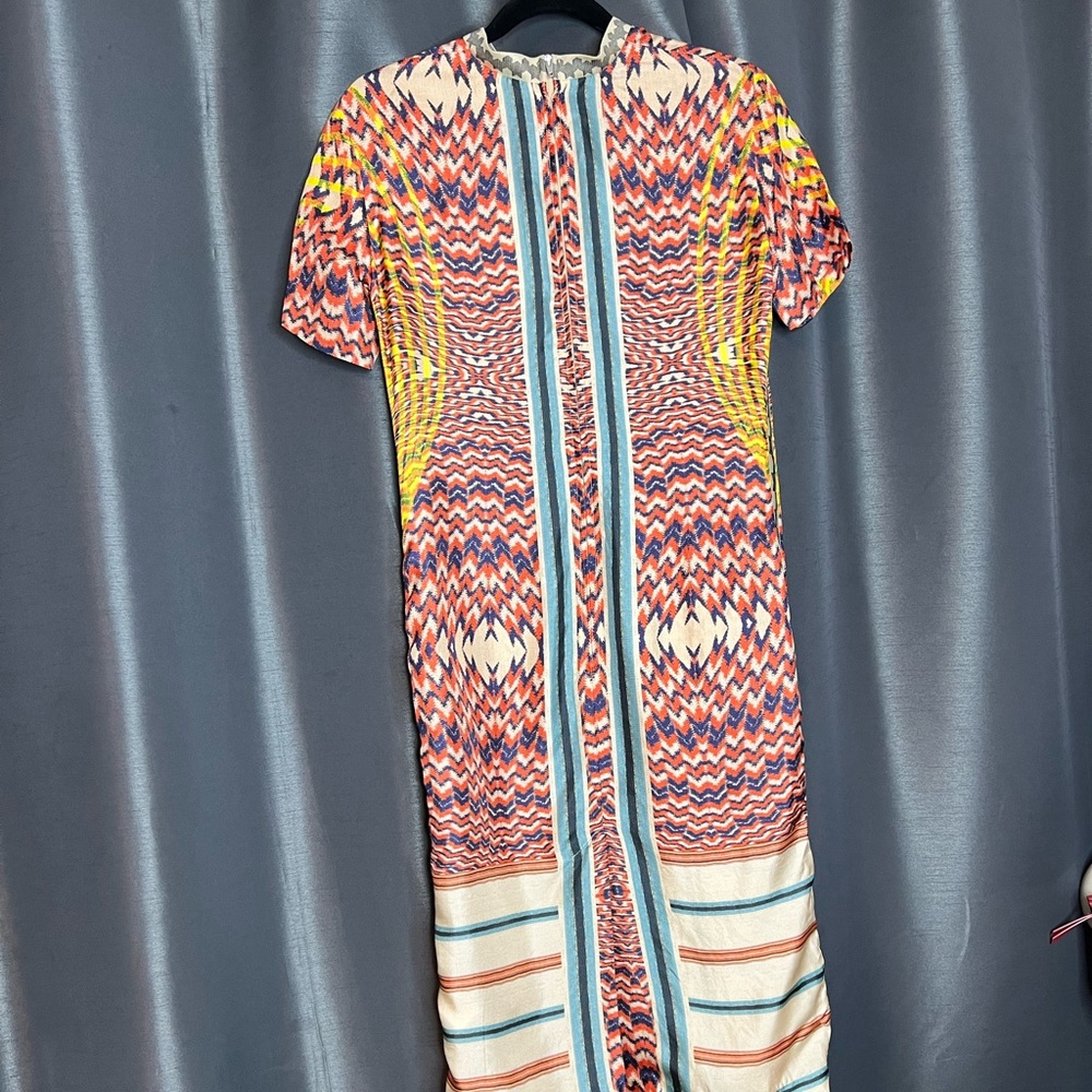 H&M Multicolor Zigzag Midi Dress - Blue, Red, Yellow, Cream